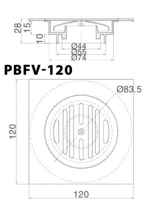 Ga thoát sàn INAX PBFV-120 Vuông 120x120mm