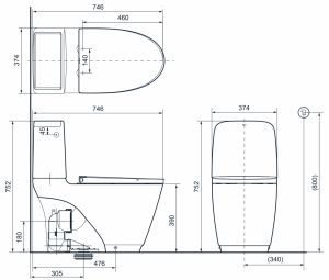 Bản-vẽ-kỹ-thuật-bồn-cầu-2-khối-inax-act-832vn-xả-tự-động-từ-xa-không-chạm