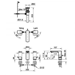 INAX LFV-5010S - Vòi chậu lavabo 3 lỗ nóng lạnh 5 Bản-vẽ-kỹ-thuật-Vòi-chậu-lavabo-INAX-LFV-5010S-nóng-lạnh-3-lỗ