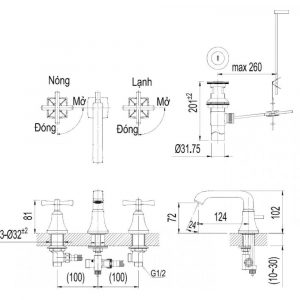 Bản-vẽ-kỹ-thuật-Vòi-chậu-lavabo-INAX-LFV-8100B-nóng-lạnh-3-lỗ