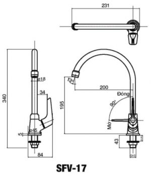 Bản-vẽ-kỹ-thuật-Vòi-rửa-bát-INAX-SFV-17-nước-lạnh