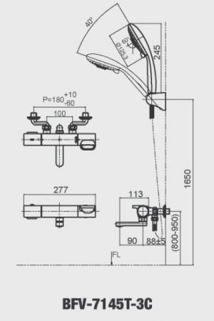 INAX BFV-7145T-3C - Vòi sen tắm nhiệt độ 8 Bản vẽ kỹ thuật Vòi sen nhiệt độ INAX BFV-7145T-3C