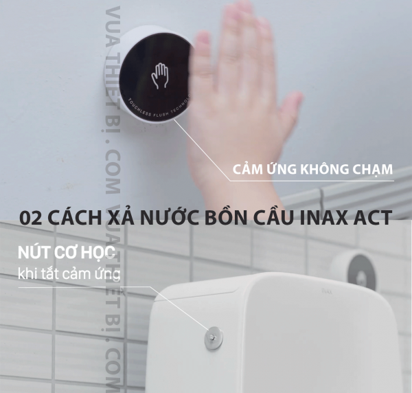 02 cach xa nuoc cua bon cau xa tu dong tu xa inax act 902vn act 832vn act 602vn