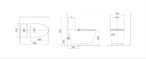 Bồn Cầu 2 Khối INAX AC-832VN Xả Nhấn Aqua Ceramic