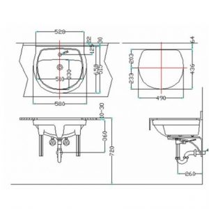 Bản vẽ bồn rửa mặt lavabo INAX AL20948V
