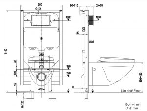Bản-vẽ-kĩ-thuật-Bồn-cầu-treo-tường-INAX-AC-23PVN-Aqua-Ceramic-nắp-êm