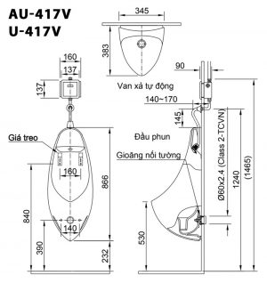 INAX AU-417V - Bồn tiểu nam treo tường 2 Bản-vẽ-kĩ-thuật-Bồn-tiểu-nam-INAX-AU-417V-U-417V-treo-tường