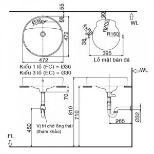 Bản-vẽ-kĩ-thuật-Chậu-rửa-mặt-lavabo-INAX-AL-294V-đặt-bàn