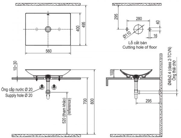 ban ve ki thuat chau rua mat lavabo inax al s610v dat ban