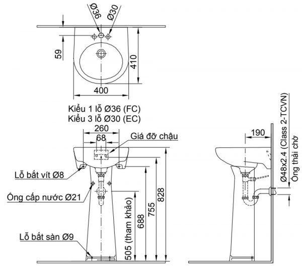 Bản-vẽ-kĩ-thuật-Chậu-rửa-mặt-lavabo-INAX-L-282V-(EC-FC)-L-284VC-chân-dài-treo-tường