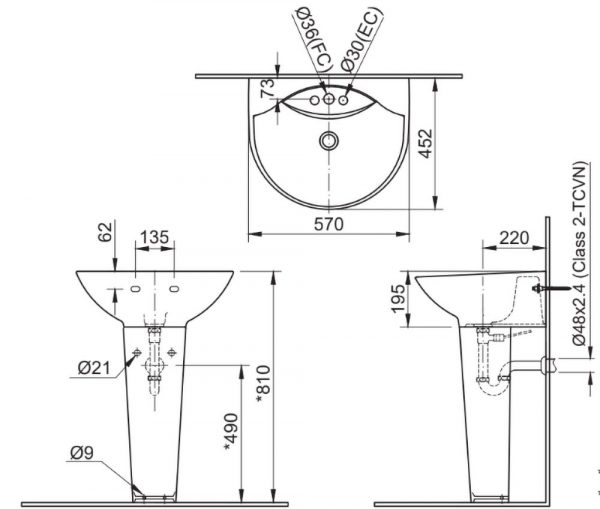 Bản-vẽ-kĩ-thuật-Chậu-rửa-mặt-lavabo-INAX-L-288V-(EC-FC)-L-288VD-chân-dài-treo-tường