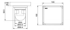 Bản vẽ kĩ thuật Ga thoát sàn INAX FDV-10F vuông 100x100mm