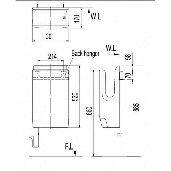 Bản vẽ kỹ thuật Máy sấy tay INAX JT-1000V