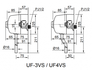 Bản vẽ kỹ thuật van xả tiểu nam INAX UF-4VS