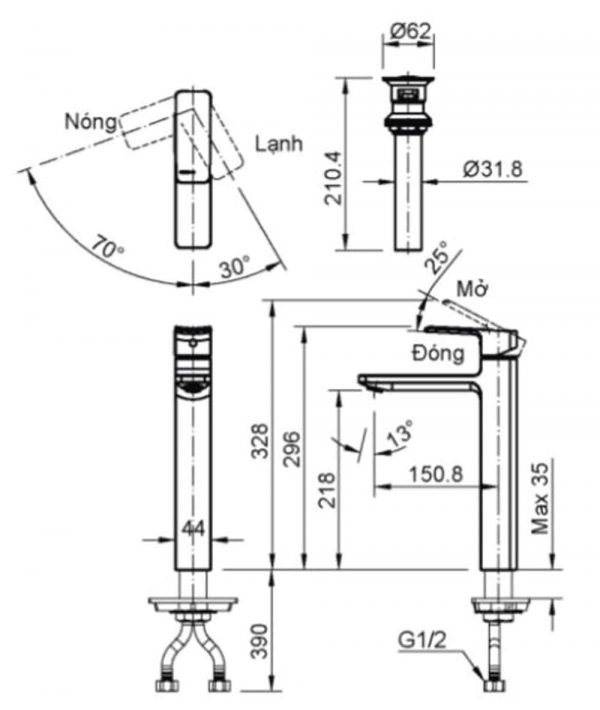 Bản-vẽ-kỹ-thuật-Vòi-chậu-lavabo-INAX-LFV-5012SH-nóng-lạnh-1-lỗ-cổ-cao