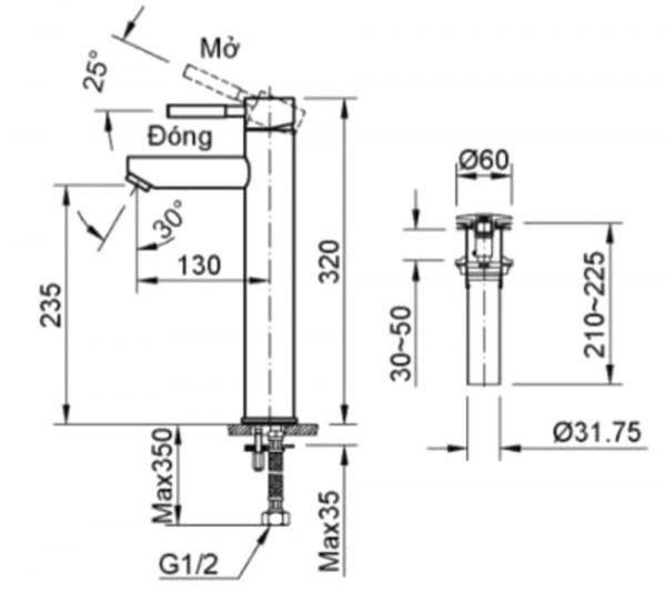 Bản-vẽ-kỹ-thuật-Vòi-chậu-lavabo-INAX-LFV-8000SH2-nóng-lạnh-1-lỗ