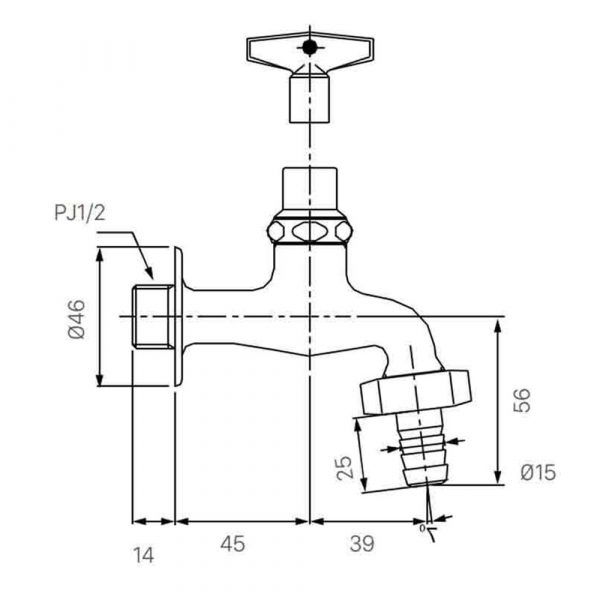 Bản-vẽ-kỹ-thuật-Vòi-lạnh-INAX-LF-15G-13-gắn-tường