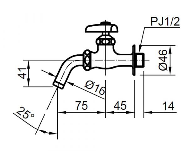 Bản-vẽ-kỹ-thuật-Vòi-lạnh-INAX-LF-7R-13-gắn-tường