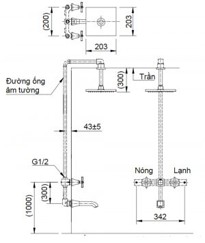 Bản-vẽ-kỹ-thuật Vòi-sen-âm-tường INAX-BFV-81SEC nóng lạnh
