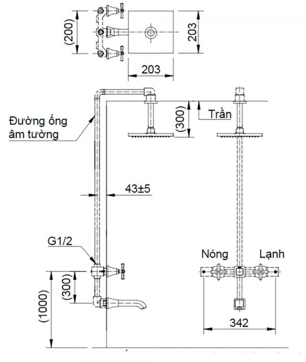 Bản-vẽ-kỹ-thuật Vòi-sen-âm-tường INAX-BFV-81SEC nóng lạnh