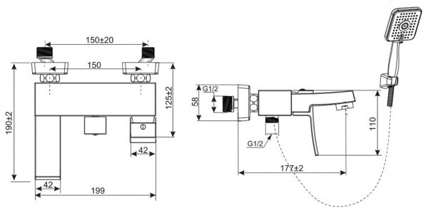 Bản-vẽ-kỹ-thuật Vòi-sen-tắm INAX-BFV-403S nóng lạnh