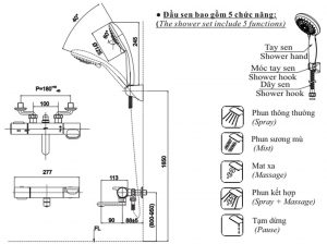Bản-vẽ-kỹ-thuật Vòi-sen-tắm INAX-BFV-7145T-3C nóng lạnh
