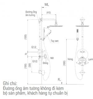 Bản vẽ kỹ thuật vòi sen tắm INAX BFV-71SEW