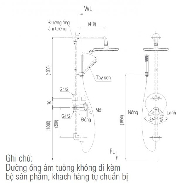 Bản vẽ kỹ thuật vòi sen tắm INAX BFV-71SEW