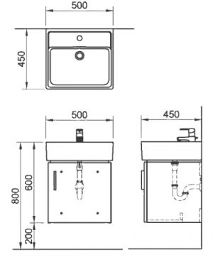 Bộ Tủ Chậu Lavabo INAX CB0504-5QF-B Rubik