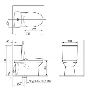 Bồn cầu 2 khối INAX AC-504VAN-2 (AC504VAN2) Aqua Ceramic nắp êm