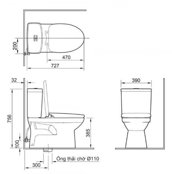 Bồn cầu 2 khối INAX AC-504VAN-2 (AC504VAN2) Aqua Ceramic nắp êm